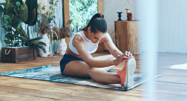 Woman working out at home